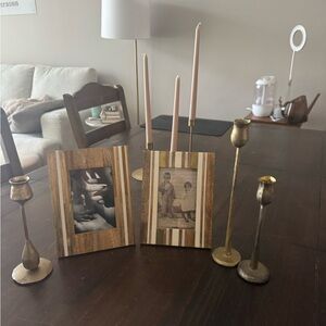 Picture frames & gold candlesticks
